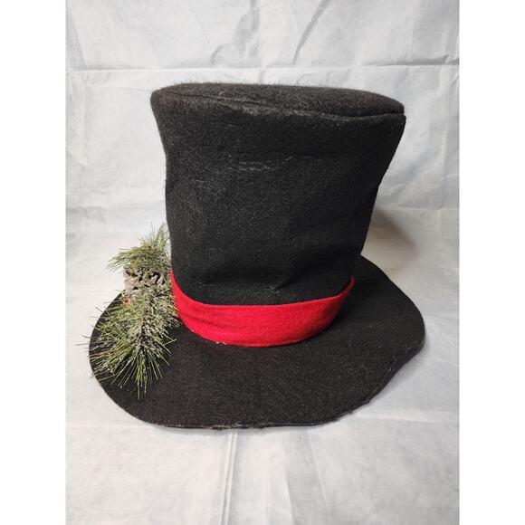 Christmas Tree Topper Hat Black Velvet Red Berry Pine Cone Frosted Centerpiece - Picture 6 of 10